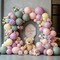 Dusty Green, Pink & Yellow Balloon Garland – Double-Stuffed Pastel Balloon Arch Kit with Pink, Yellow, Purple, and Green Hues for Birthday, Baby Shower, Garden Party, or Wildflower Tea Party Decorations